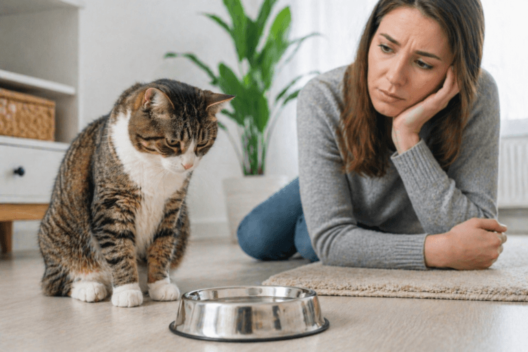 Cat refusing to drink water while owner looks concerned