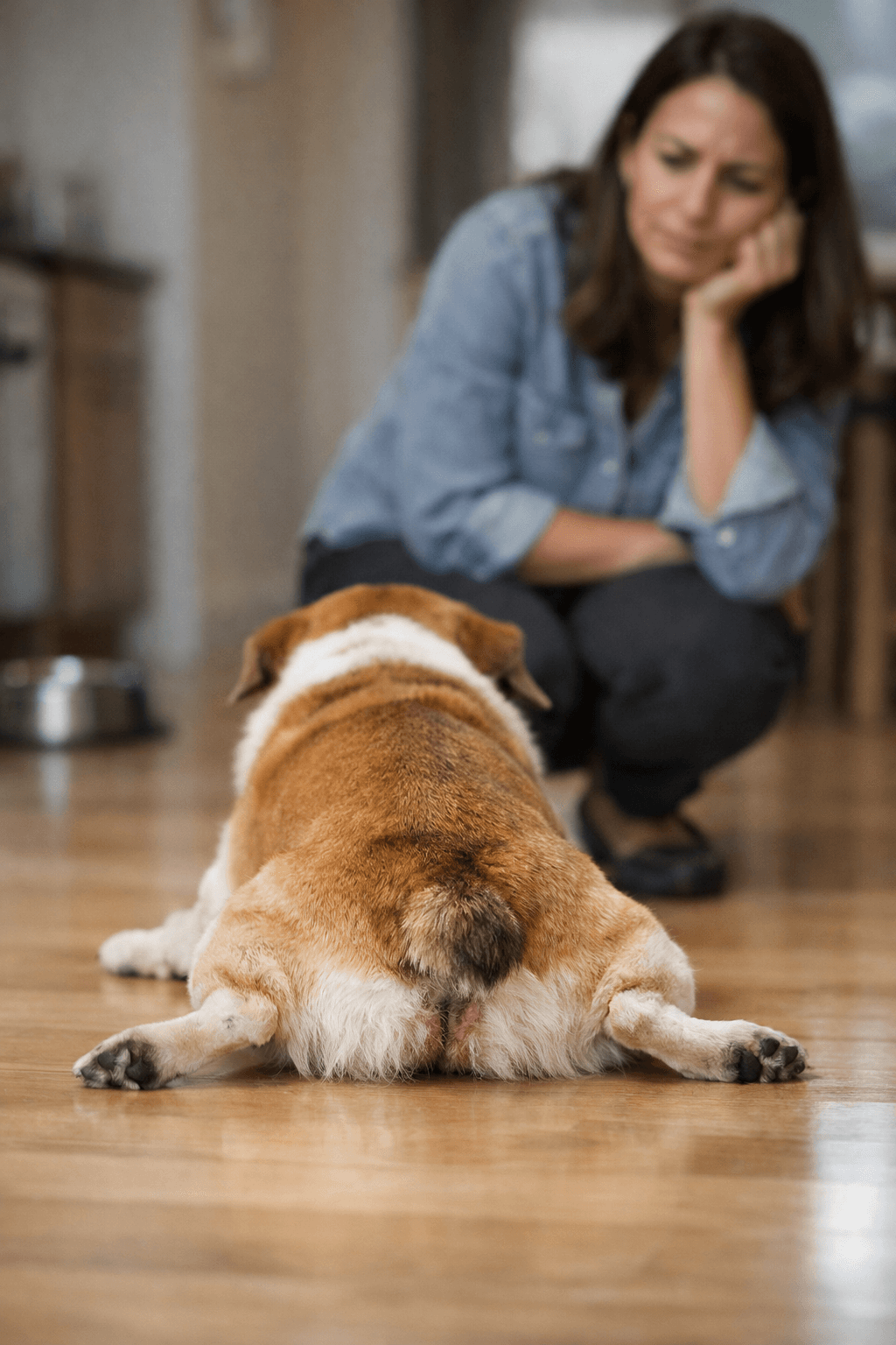 Dog scooting on the floor due to rear-end irritation